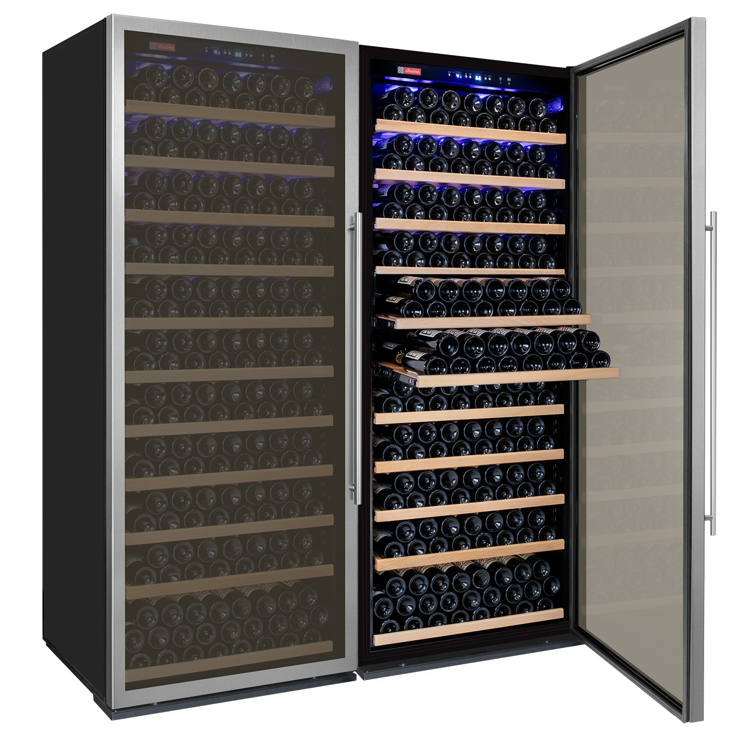 63" Wide Vite II Tru-Vino 554 Bottle Dual Zone Stainless Steel Side-by-Side Wine Refrigerator - Allavino 2X-YHWR305-1S20 - Allavino - Wine Fridge Pros