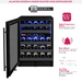 Reserva Series 50 Bottle 34" Tall Dual Zone Left Hinge Black Stainless Steel Wine Cooler Refrigerator - Allavino BDW5034D-2BSL - Allavino - Wine Fridge Pros