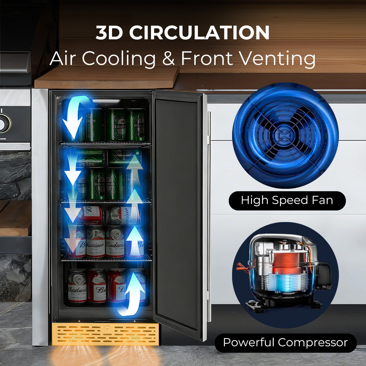15″ Built-in 2.9 cu. ft. Beer Keg Froster Beverage Refrigerator with Digital Controls - Whynter BEF-286SB - Whynter - Wine Fridge Pros