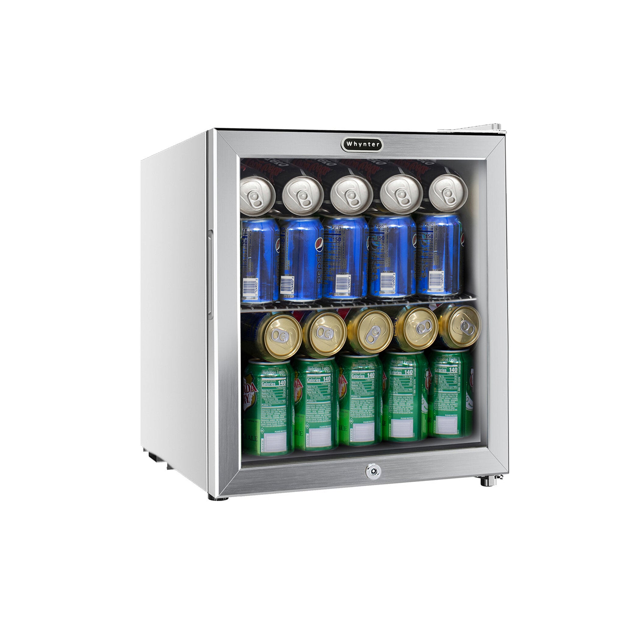 62 Can Freestanding Beverage Refrigerator Cooler With Lock Stainless Steel - Whynter BR-062WS - Whynter - Wine Fridge Pros