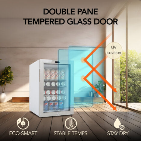 17″ 98-Can Freestanding Beverage Refrigerator Cooler with Lock – Stainless Steel - Whynter BR-091WS - Whynter - Wine Fridge Pros