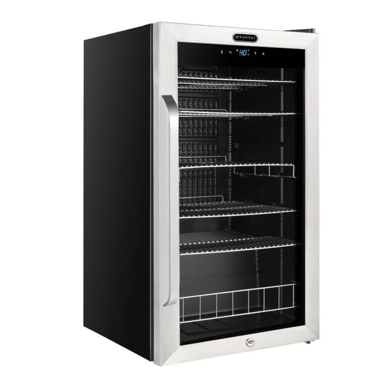 121 Can Freestanding Beverage Refrigerator cooler with Digital Control and Lock Stainless Steel - Whynter BR-1211DS - Whynter - Wine Fridge Pros