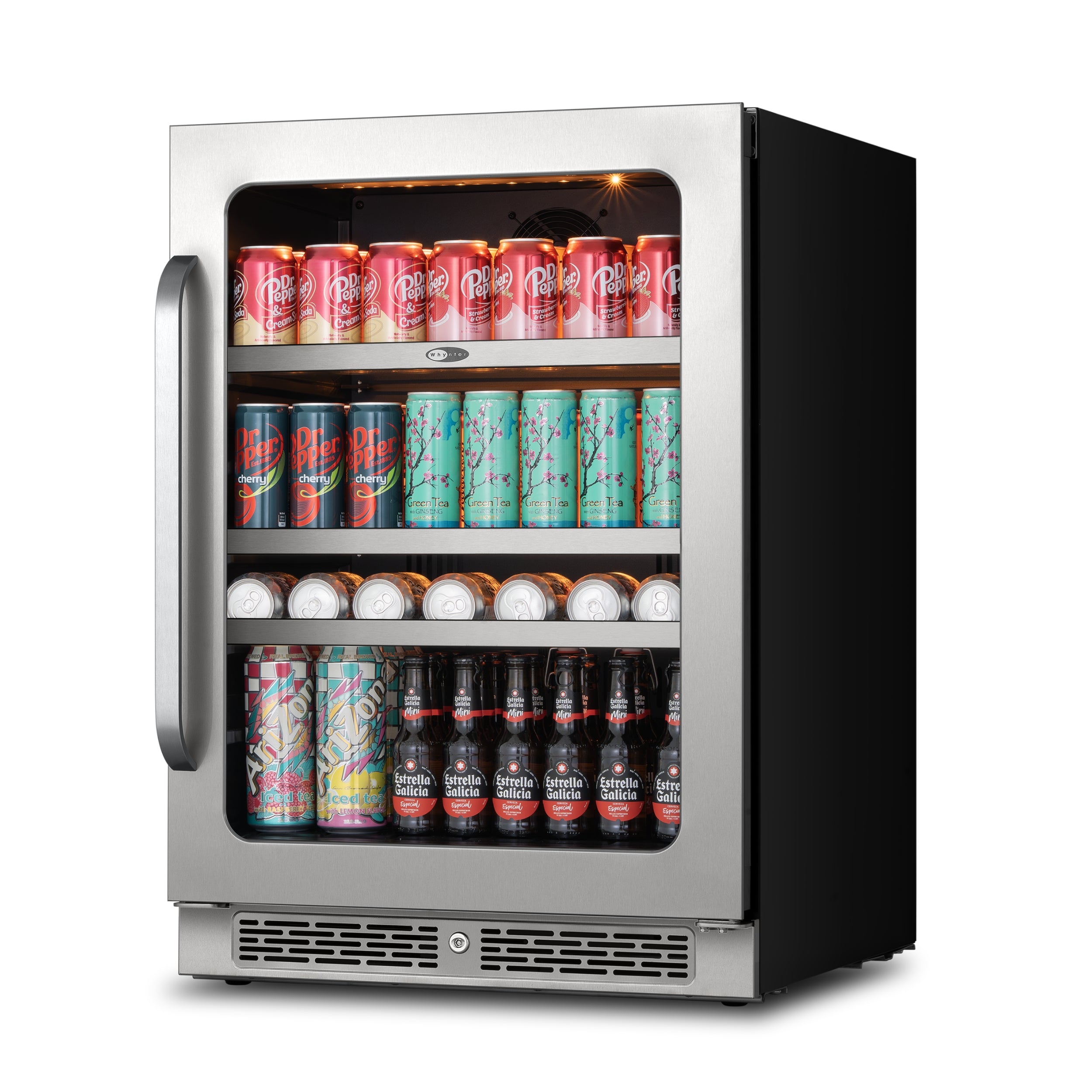 24″ Undercounter 166 Cans Seamless Stainless Steel Beverage Fridge | BSR-140SB