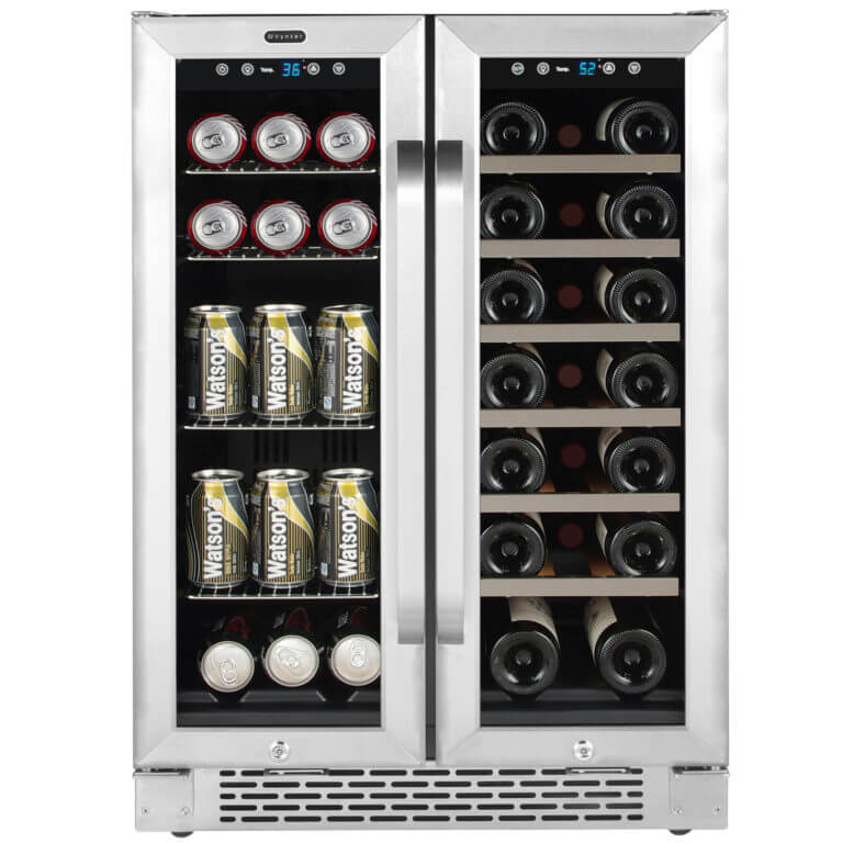 24″ Built-In French Door Dual Zone 20 Bottle Wine Refrigerator 60 Can Beverage Center - Whynter BWB-2060FDS - Whynter - Wine Fridge Pros