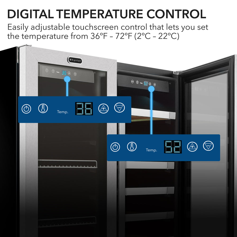 30″ Built-In French Door Dual Zone 33 Bottle Wine Refrigerator 88 Can Beverage Center - Whynter BWB-3388FDS - Whynter - Wine Fridge Pros