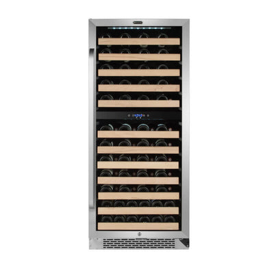 92 Bottle Built-in Stainless Steel Dual Zone Compressor Wine Refrigerator with Display Rack and LED display - Whynter BWR-0922DZ - Whynter - Wine Fridge Pros