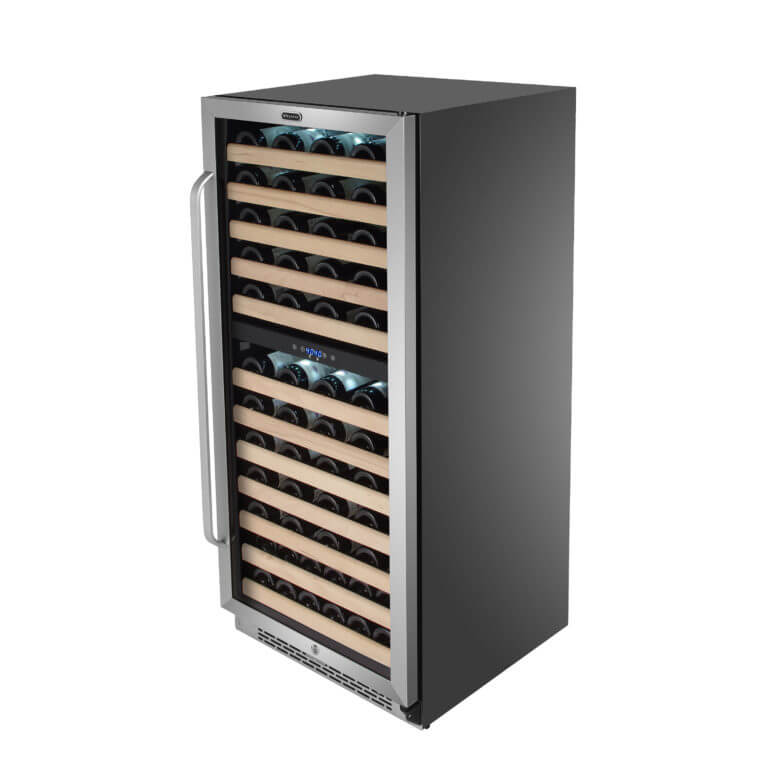 92 Bottle Built-in Stainless Steel Dual Zone Compressor Wine Refrigerator with Display Rack and LED display - Whynter BWR-0922DZ - Whynter - Wine Fridge Pros