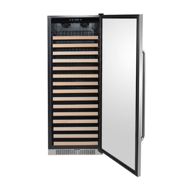 166 Bottle Built-in Stainless Steel Compressor Wine Refrigerator with Display Rack and LED display - Whynter BWR-1662SD - Whynter - Wine Fridge Pros