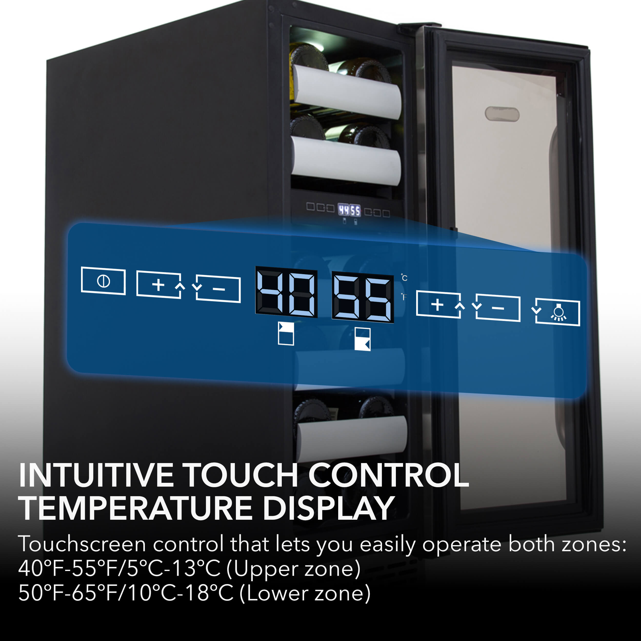 Elite 17 Bottles Seamless Stainless Steel Door Dual Zone Built-in Wine Refrigerator - Whynter BWR-171DS - Whynter - Wine Fridge Pros