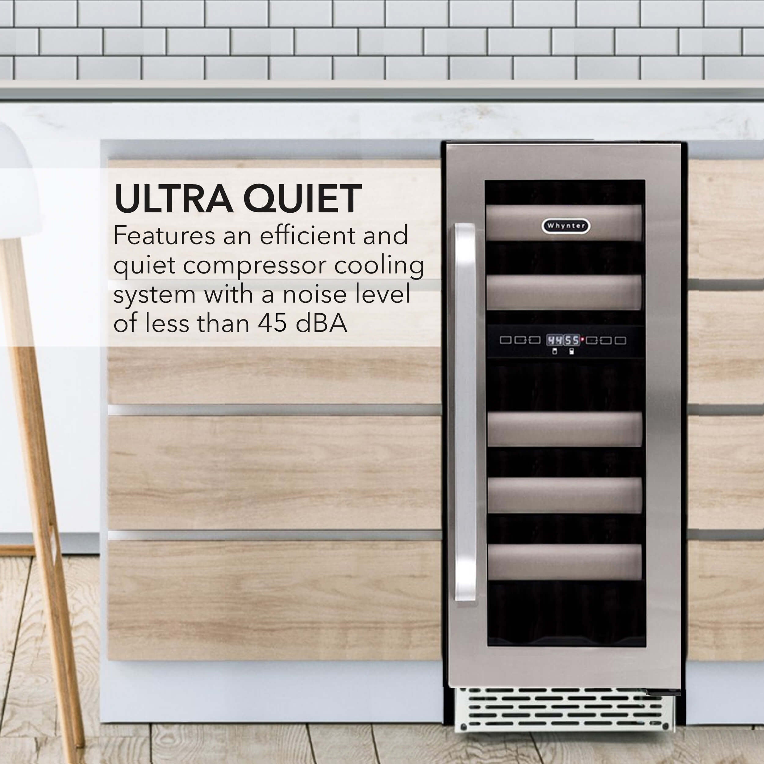 Elite 17 Bottles Seamless Stainless Steel Door Dual Zone Built-in Wine Refrigerator - Whynter BWR-171DS - Whynter - Wine Fridge Pros