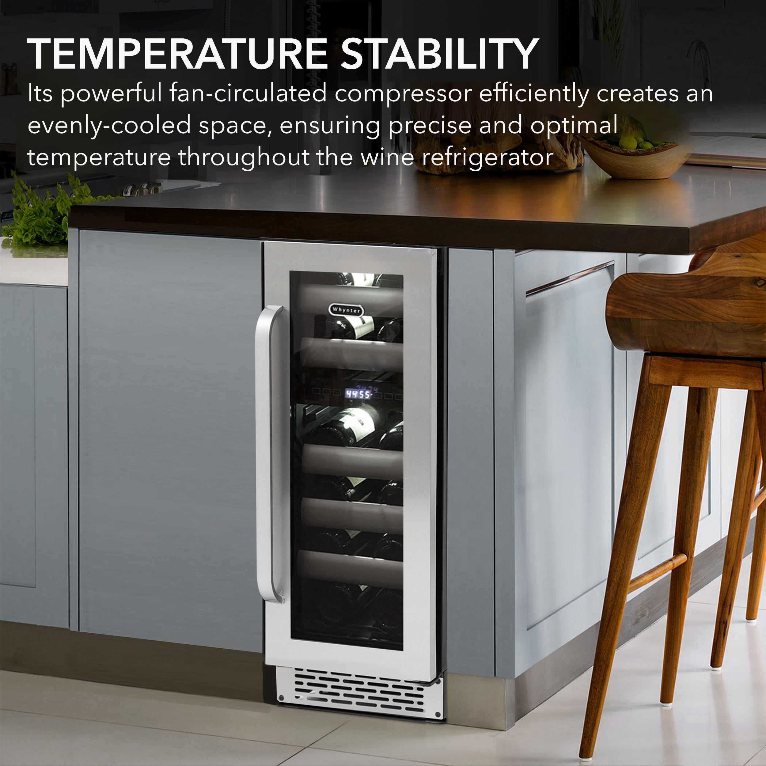 Elite 17 Bottles Seamless Stainless Steel Door Dual Zone Built-in Wine Refrigerator - Whynter BWR-171DS - Whynter - Wine Fridge Pros