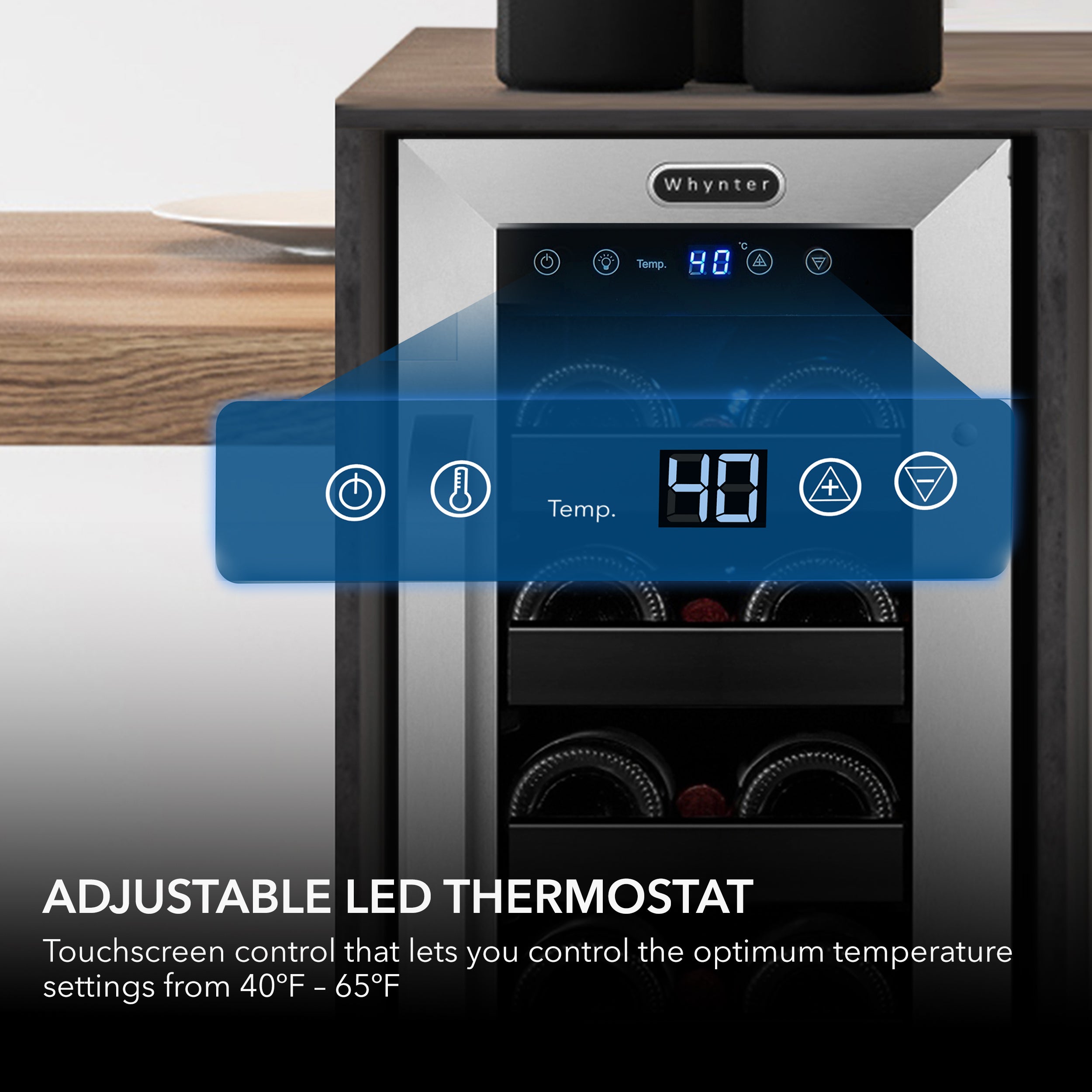 20 Bottle 12" Undercounter Stainless Steel Wine Refrigerator with Reversible Door, Digital Control, Lock and Carbon Filter - Whynter BWR-208SB - Whynter - Wine Fridge Pros