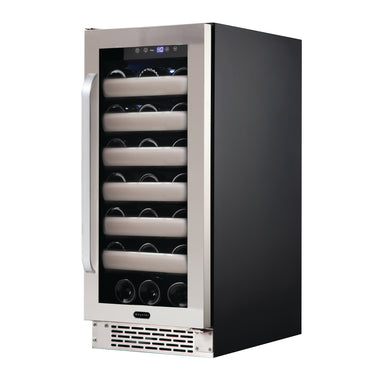 Elite 33 Bottle Seamless Stainless Steel Door Single Zone Built-in Wine Refrigerator - Whynter BWR-331SL - Whynter - Wine Fridge Pros