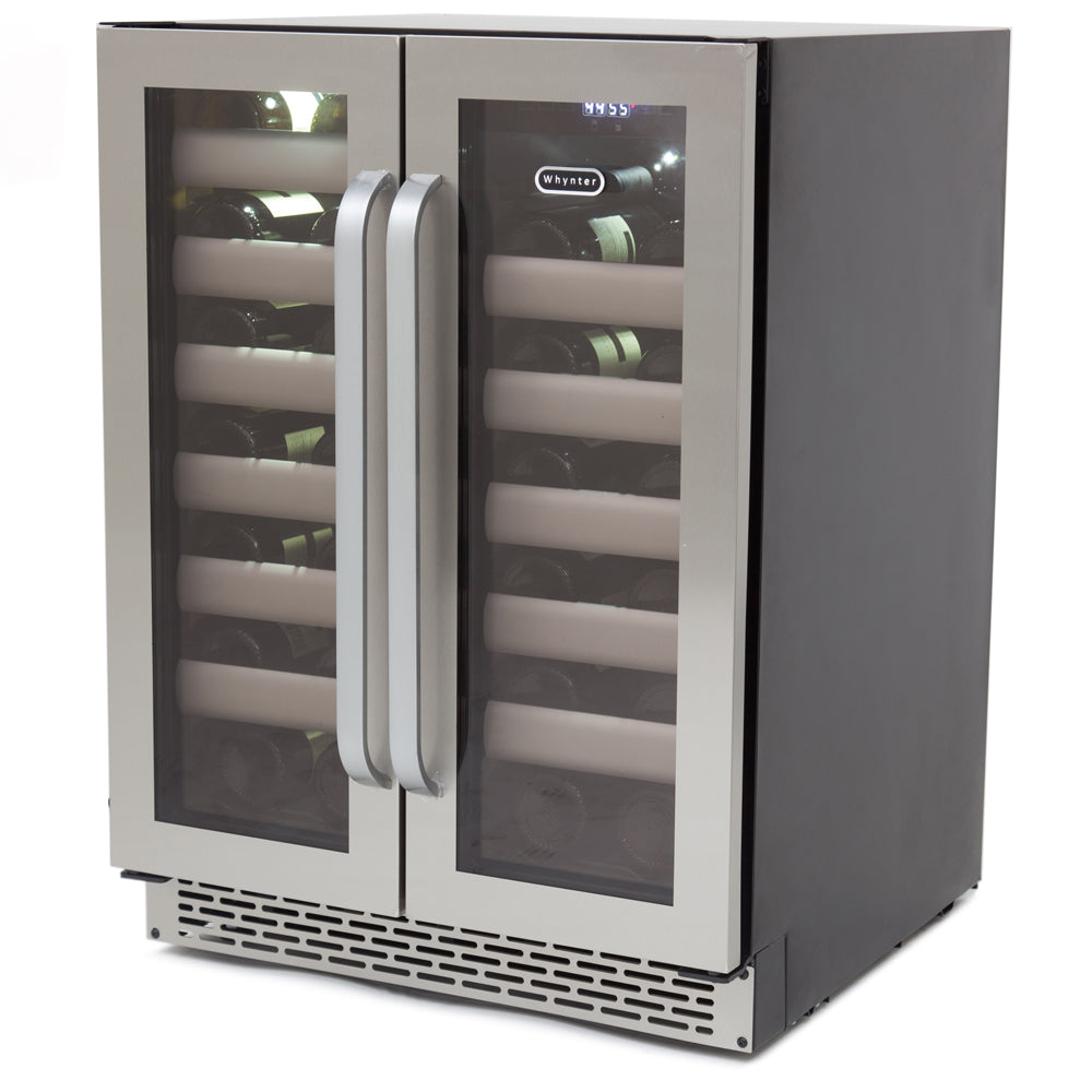 Elite 40 Bottle Seamless Stainless Steel Door Dual Zone Built-in Wine Refrigerator - Whynter BWR-401DS - Whynter - Wine Fridge Pros