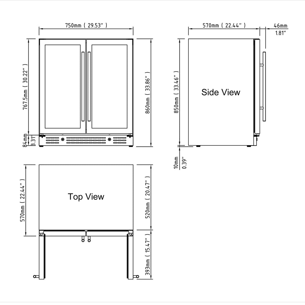 30-inch Dual Zone Wine Cooler with Low-E Glass Door - KingsBottle KBU165W2 - KingsBottle - Wine Fridge Pros