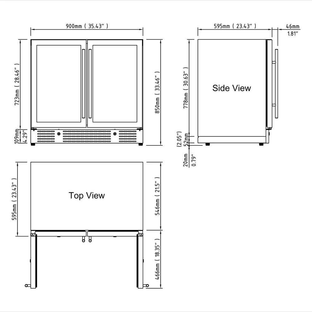 36-inch Under Bench Dual-Zone Wine Cooler with Low-E Glass Door - KingsBottle KBU190W2 - KingsBottle - Wine Fridge Pros