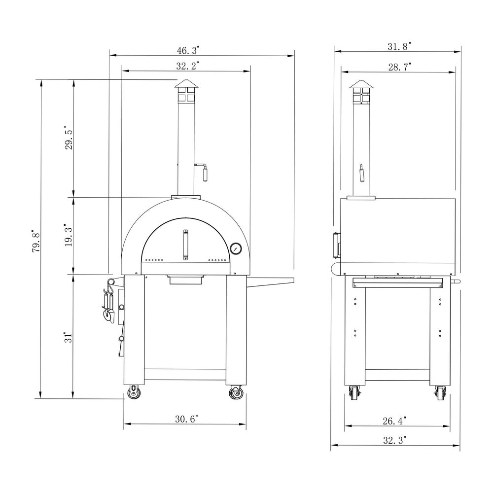 Outdoor Wood Fired Pizza Oven With Side Table - Empava PG05 - Empava - Wine Fridge Pros