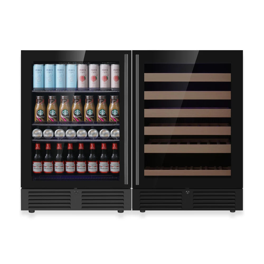 Ultimate Under-Bench Wine & Beverage Refrigerator Combo with Low-E Glass Door - KingsBottle KBU145BW2 - KingsBottle - Wine Fridge Pros