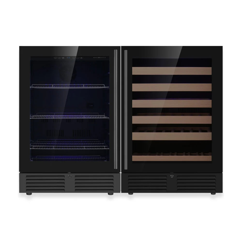 Ultimate Under-Bench Wine & Beverage Refrigerator Combo with Low-E Glass Door - KingsBottle KBU145BW2 - KingsBottle - Wine Fridge Pros