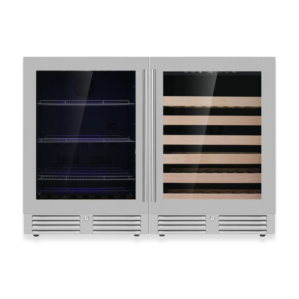 Ultimate Under-Bench Wine & Beverage Refrigerator Combo with Low-E Glass Door - KingsBottle KBU145BW2 - KingsBottle - Wine Fridge Pros