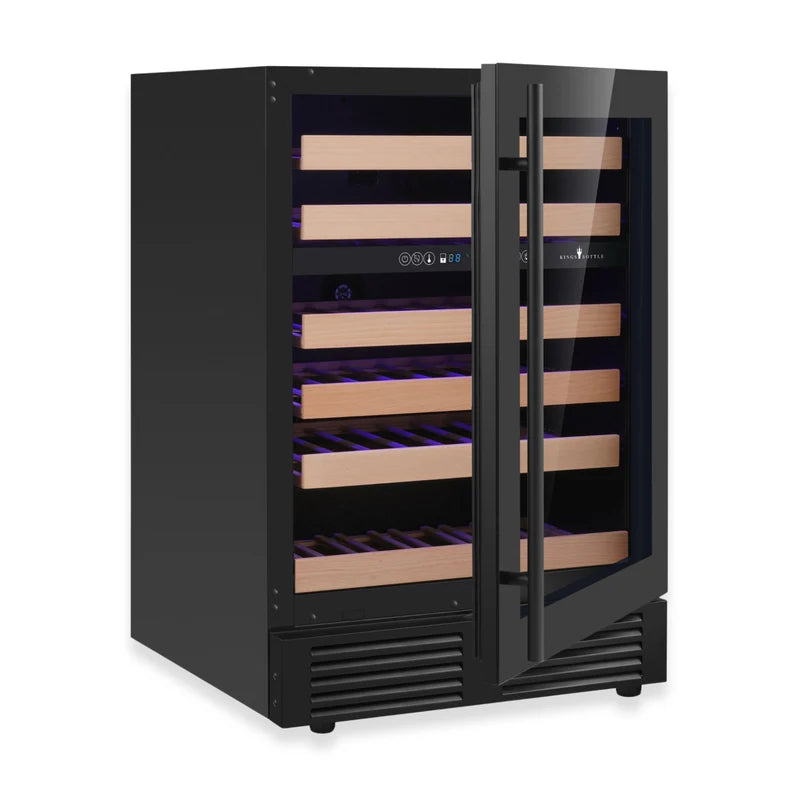 24 Inch Under Counter LOW-E Glass Door Dual Zone Wine Cooler - KingsBottle KBU145DX - KingsBottle - Wine Fridge Pros