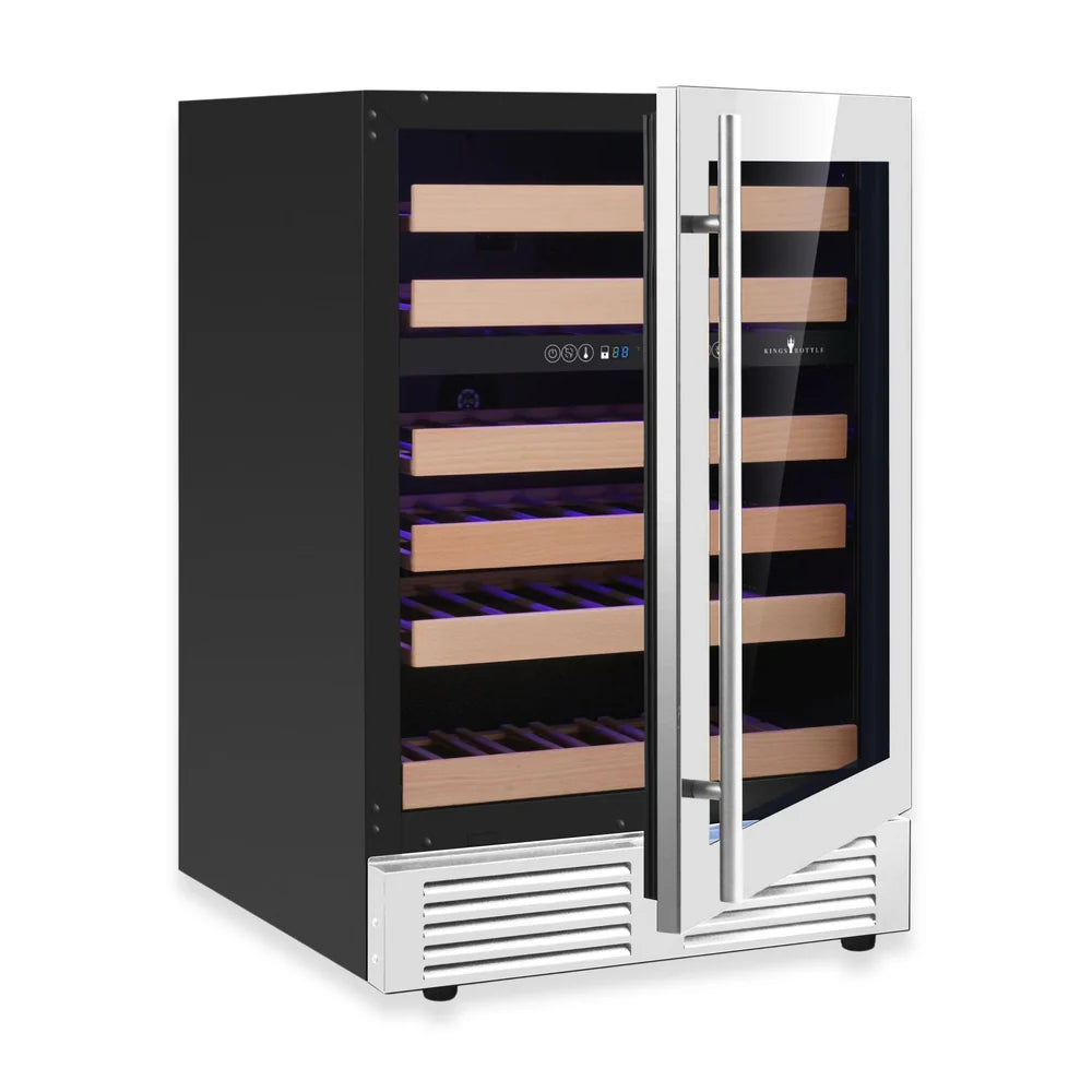 24 Inch Under Counter LOW-E Glass Door Dual Zone Wine Cooler - KingsBottle KBU145DX - KingsBottle - Wine Fridge Pros