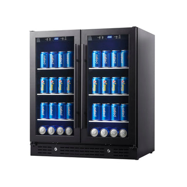 30-inch Wide Undercounter Beverage Fridge with Low-E Glass Door - KingsBottle KBU165B2 - KingsBottle - Wine Fridge Pros