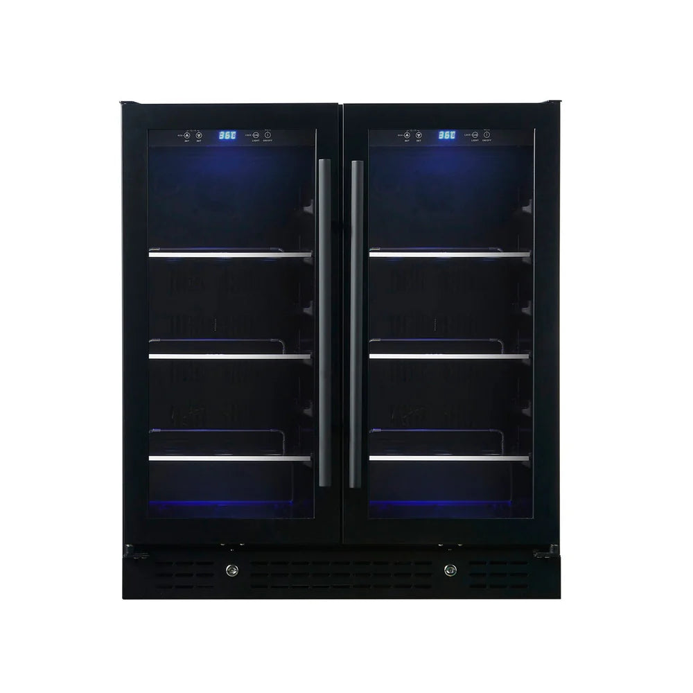 30-inch Wide Undercounter Beverage Fridge with Low-E Glass Door - KingsBottle KBU165B2 - KingsBottle - Wine Fridge Pros