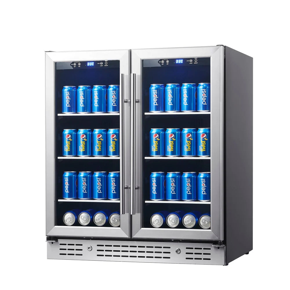30-inch Wide Undercounter Beverage Fridge with Low-E Glass Door - KingsBottle KBU165B2 - KingsBottle - Wine Fridge Pros