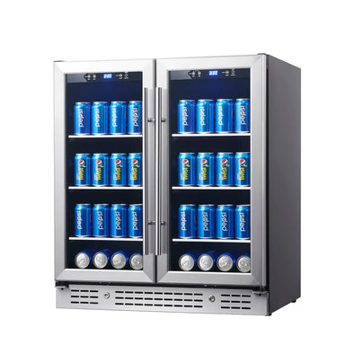 30-inch Wide Undercounter Beverage Fridge with Low-E Glass Door - KingsBottle KBU165B2 - KingsBottle - Wine Fridge Pros