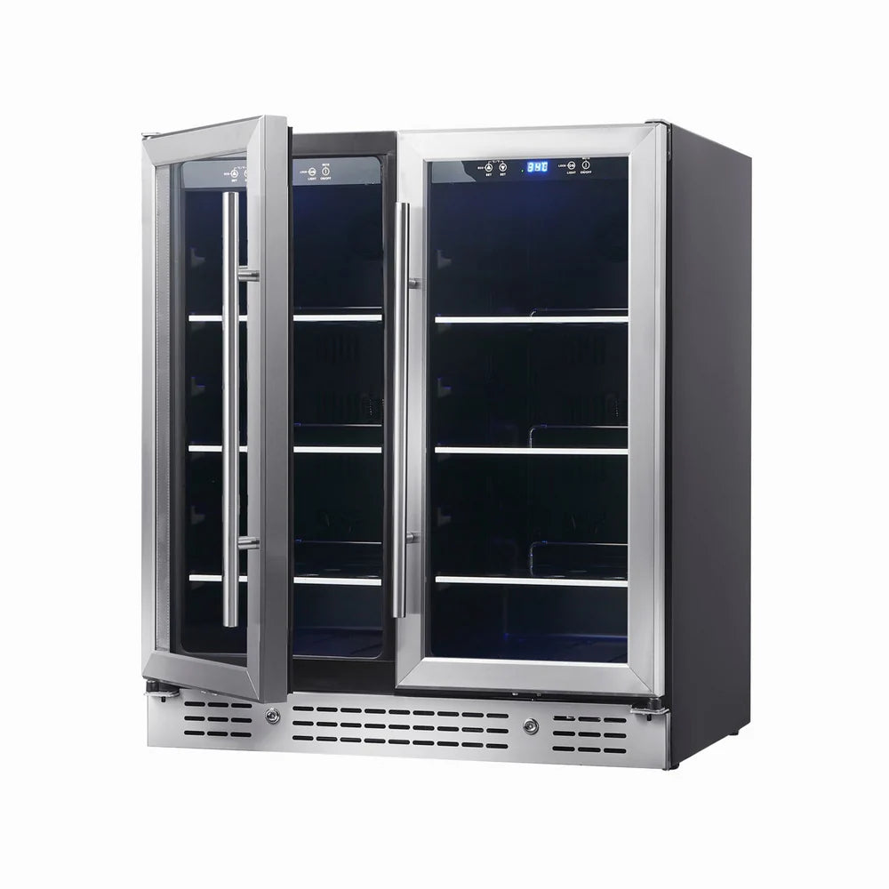 30-inch Wide Undercounter Beverage Fridge with Low-E Glass Door - KingsBottle KBU165B2 - KingsBottle - Wine Fridge Pros