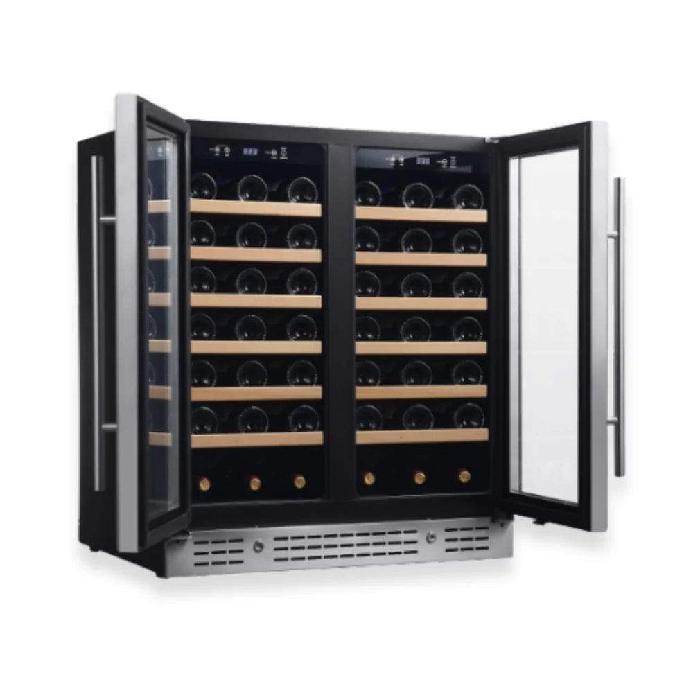 36-inch Under Bench Dual-Zone Wine Cooler with Low-E Glass Door - KingsBottle KBU190W2 - KingsBottle - Wine Fridge Pros