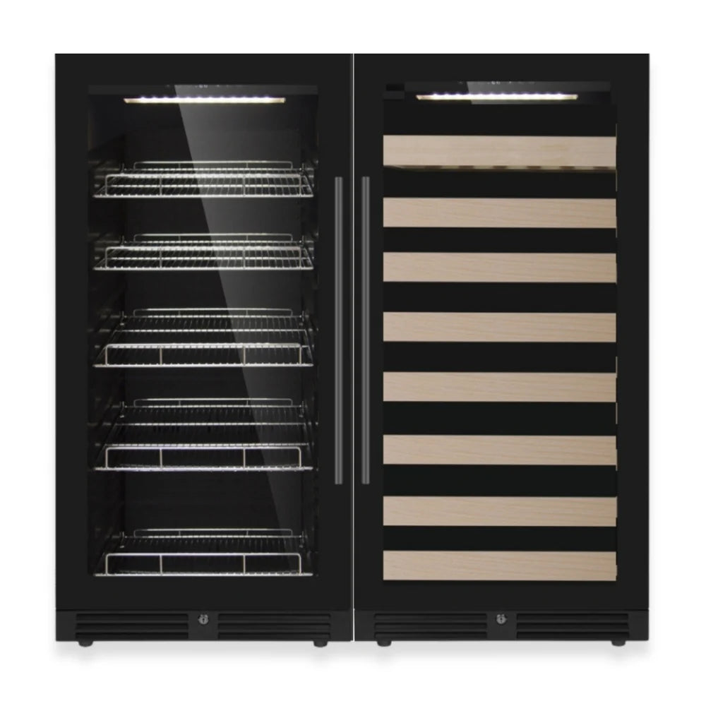 47" High Upright Wine & Beverage Refrigerator Combo with Low-E Glass Door - KingsBottle KBU265BW2 - KingsBottle - Wine Fridge Pros