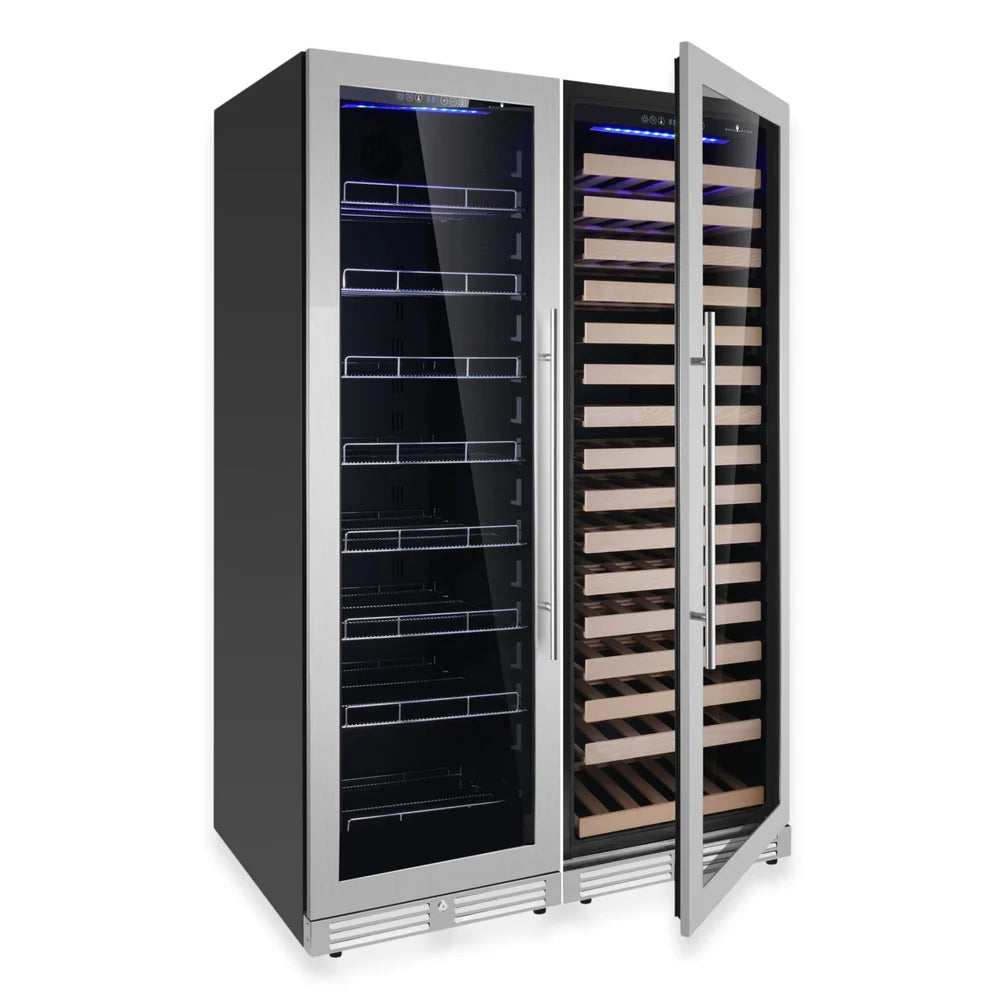 Ultimate Wine & Beverage Upright Refrigerator Combo with Low-E Glass Door - KingsBottle KBU425BW2 - KingsBottle - Wine Fridge Pros
