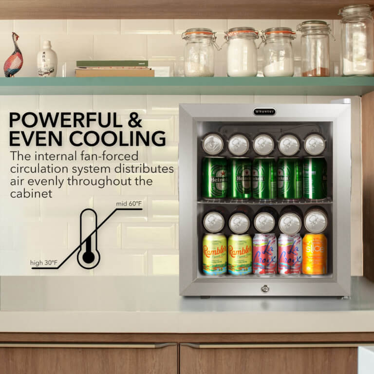 62 Can Freestanding Beverage Refrigerator Cooler With Lock Stainless Steel - Whynter BR-062WS - Whynter - Wine Fridge Pros