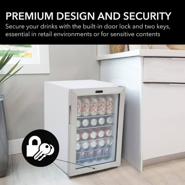 90 Can Freestanding Beverage Refrigerator Cooler With Lock Stainless Steel - Whynter BR-091WS - Whynter - Wine Fridge Pros