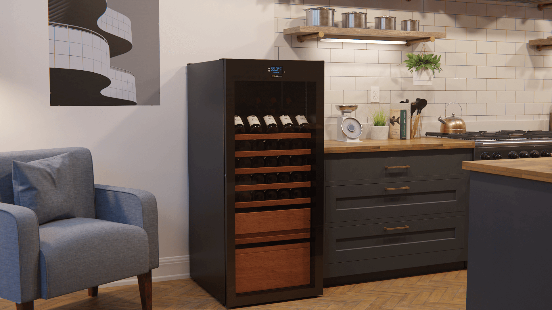 Aficionado Style Single-zone Wine Refrigerator Cabinet - Includes White Glove delivery- Wine Guardian 99H0411-02 - Wine Guardian - Wine Fridge Pros