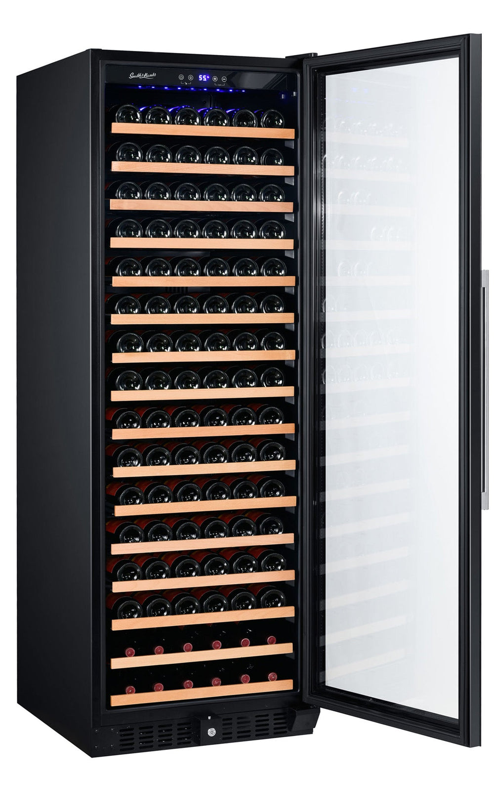 166 Bottle Single Zone Black Glass Wine Refrigerator - Smith & Hanks RE100014 RW428SRG - Smith & Hanks - Wine Fridge Pros