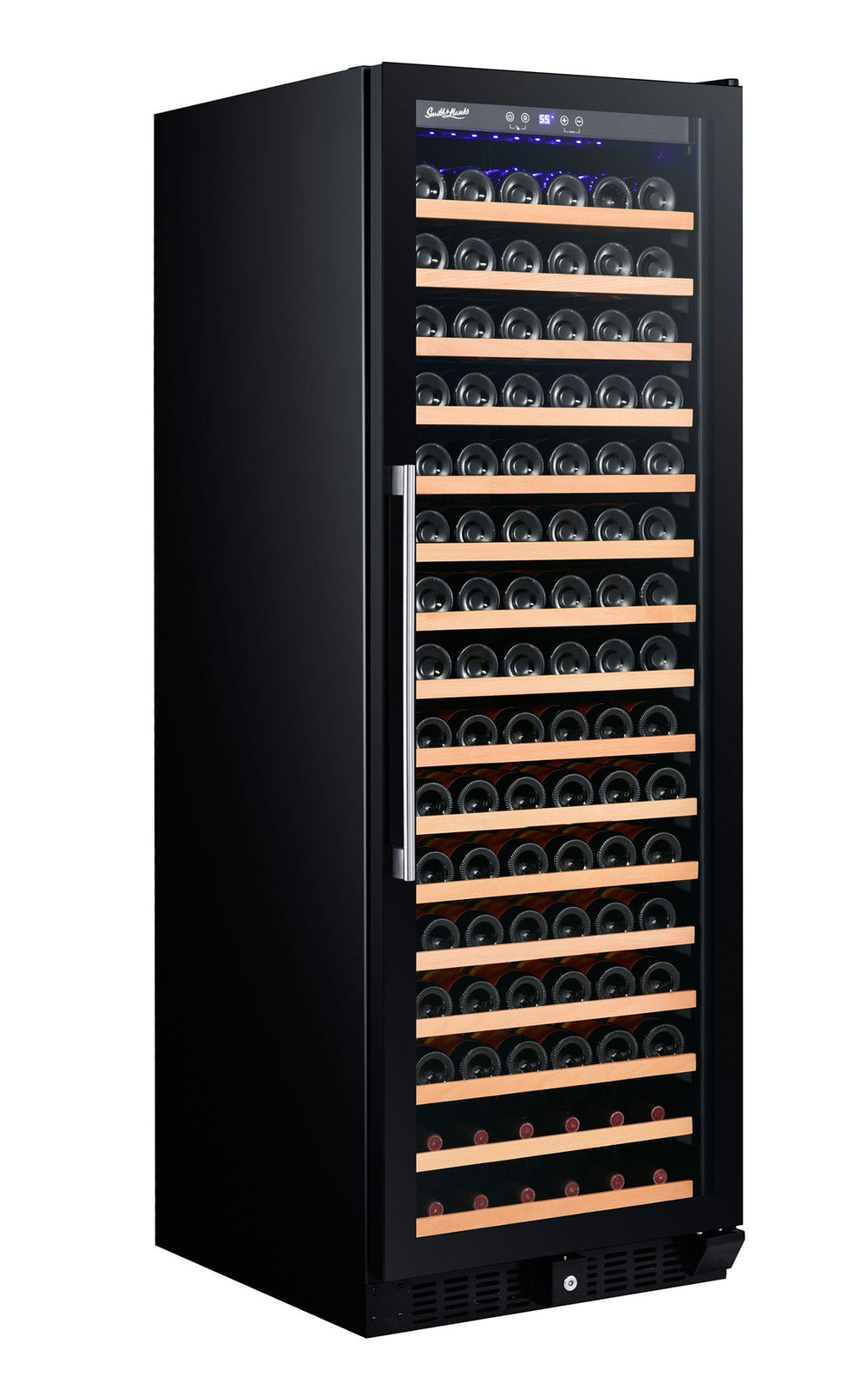 166 Bottle Single Zone Black Glass Wine Refrigerator - Smith & Hanks RE100014 RW428SRG - Smith & Hanks - Wine Fridge Pros