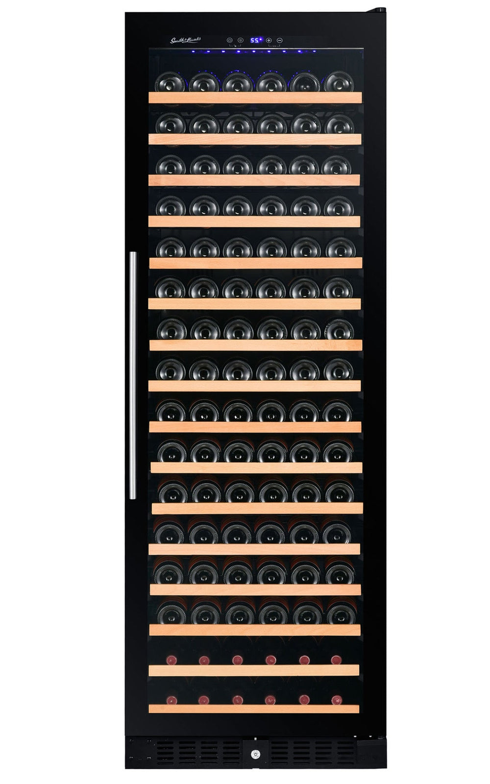 166 Bottle Single Zone Black Glass Wine Refrigerator - Smith & Hanks RE100014 RW428SRG - Smith & Hanks - Wine Fridge Pros