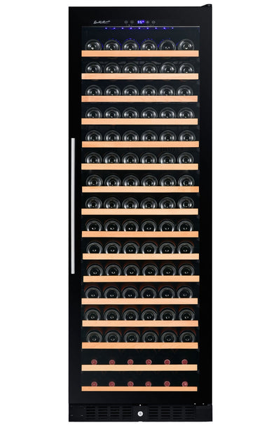 166 Bottle Single Zone Black Glass Wine Refrigerator - Smith & Hanks RE100014 RW428SRG - Smith & Hanks - Wine Fridge Pros