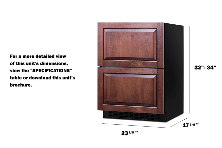 24" Wide 2-Drawer All-Refrigerator, ADA Compliant (Panels Not Included) - Summit ASDR2414PNR - Summit - Wine Fridge Pros