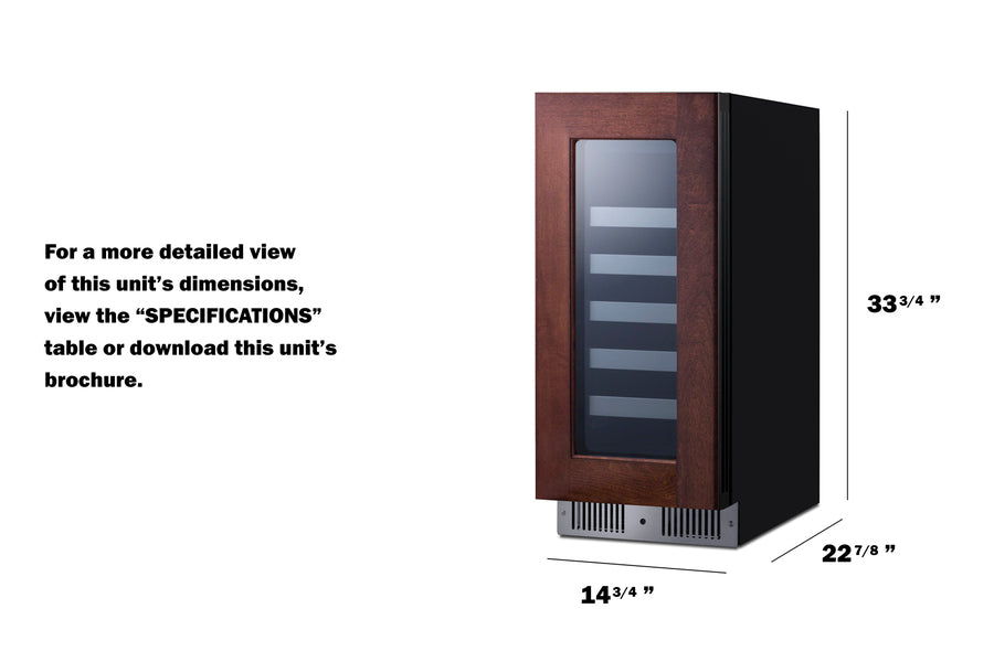 15" Wide Built-In Wine Cellar (Panel Not Included) - Summit CL155WC1PNRLHD - Summit - Wine Fridge Pros