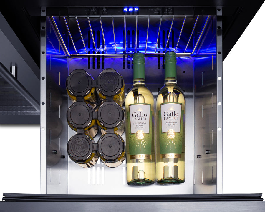 36" Wide Combination Wine Cellar & 2-Drawer Refrigerator - Summit SWCDAR36UC