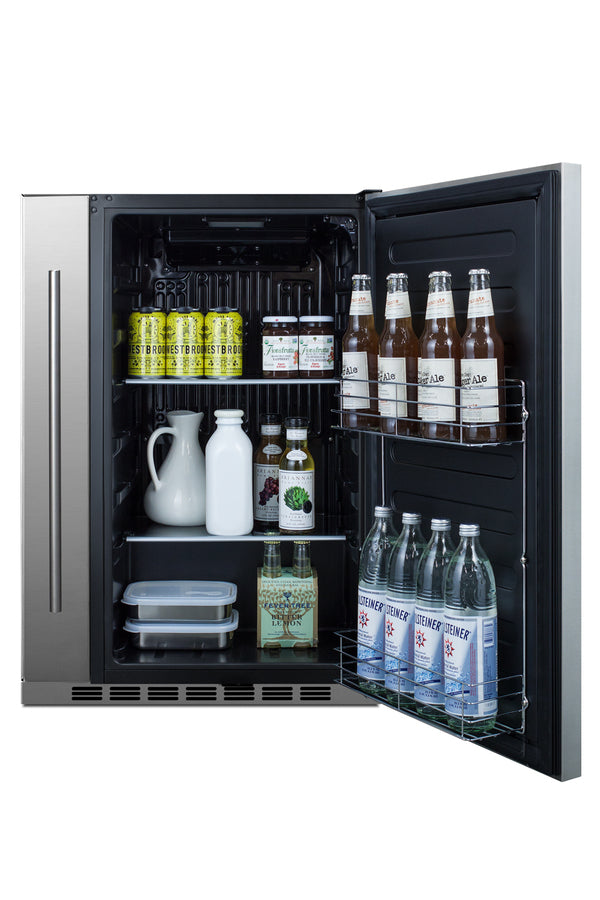 Shallow Depth 24" Wide Built-In All-Refrigerator With Slide-Out Storage Compartment - Summit FF19524 - Summit - Wine Fridge Pros
