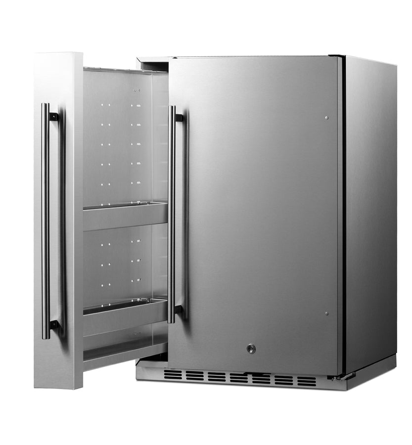 Shallow Depth 24" Wide Built-In All-Refrigerator With Slide-Out Storage Compartment - Summit FF19524 - Summit - Wine Fridge Pros