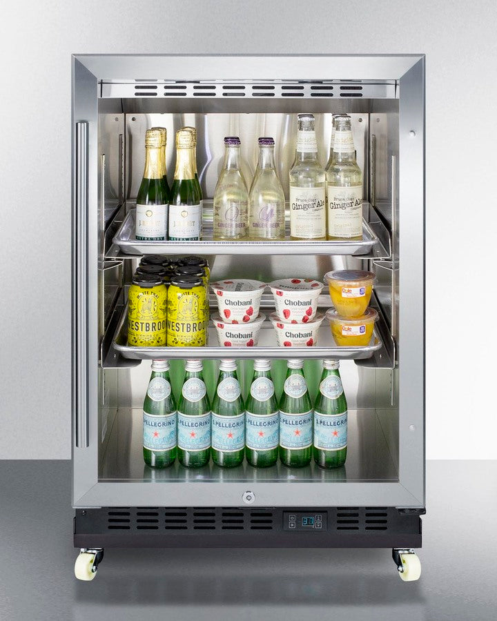 24" Wide Built-In Mini Reach-In Beverage Center with Dolly - Summit SCR610BLRI - Summit - Wine Fridge Pros