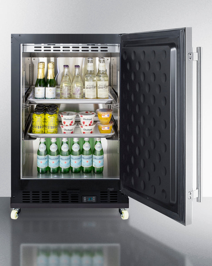 24" Wide Built-In Mini Reach-In Beverage Center with Dolly - Summit SCR610BLSDRI - Summit - Wine Fridge Pros