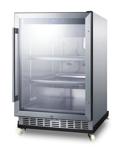 24" Wide Outdoor Mini Reach-In Beverage Center with Dolly - Summit SCR611GLOSRI - Summit - Wine Fridge Pros
