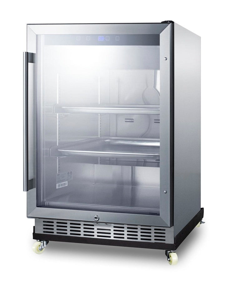 24" Wide Outdoor Mini Reach-In Beverage Center with Dolly - Summit SCR611GLOSRI - Summit - Wine Fridge Pros